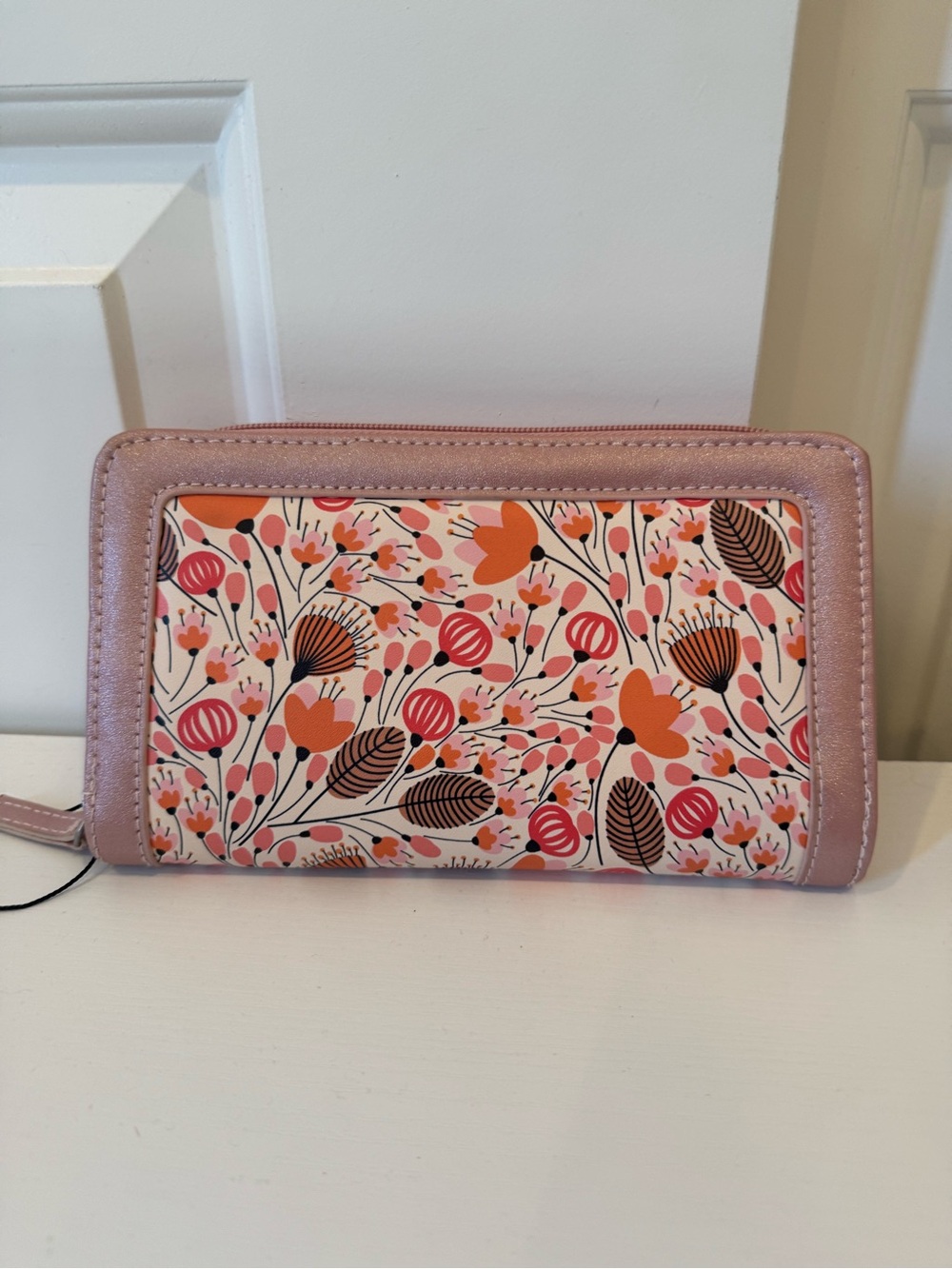mundi Pink Floral Zip Wallet with Wristlet